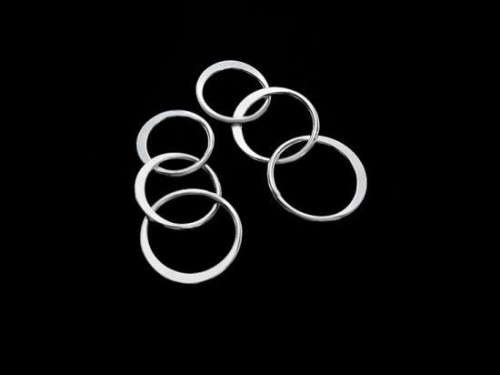 4 of 925 Sterling Silver Three-Link Circle Rings Charms, Connectors 22x13 mm.