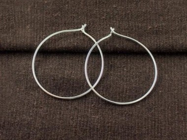 925 Sterling Silver Circle Hoop Earrings 30mm.