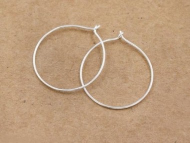 925 Sterling Silver Circle Hoop Earrings 30mm.