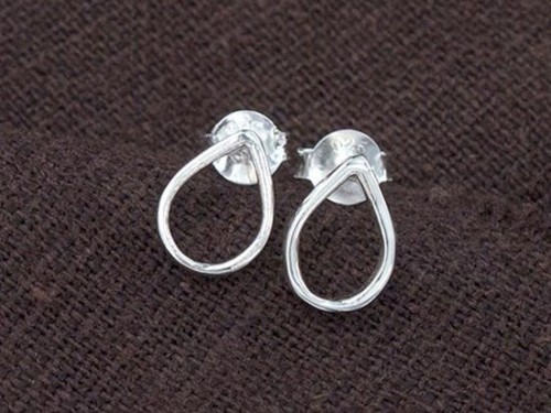 1 pair of 925 Sterling Silver Small Drop Stud Earrings 7x9mm. Polish Finished.