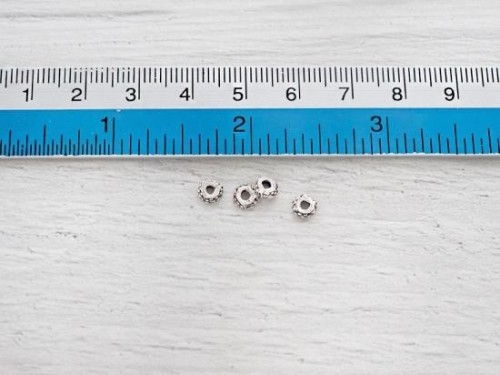 30 of Karen Hill Tribe Silver Imprinted Disc Spacer Beads 5x1mm.