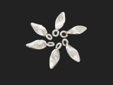 Karen Hill Tribe Silver Textured Curve Leaf Charms 5x12mm.