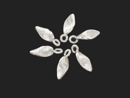 6 of Karen Hill Tribe Silver Textured Curve Leaf Charms 5x12mm.