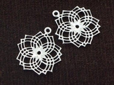 2 of 925 Sterling Silver Filigree Flower Pendants 19 mm. Polish Finished