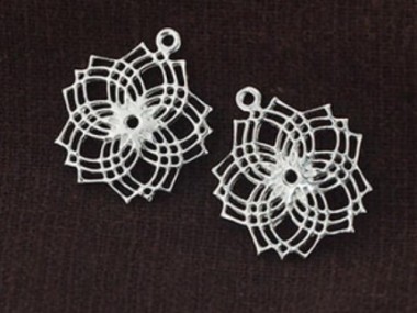 925 Sterling Silver Filigree Flower Pendants 19 mm.