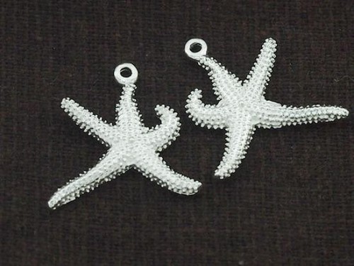 2 of 925 Sterling Silver Starfish Charms 18x19mm.