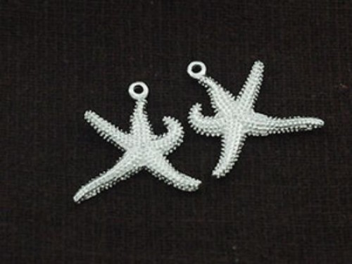 2 of 925 Sterling Silver Starfish Charms 18x19mm.