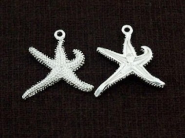 925 Sterling Silver Starfish Charms 18x19mm.