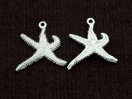 2 of 925 Sterling Silver Starfish Charms 18x19mm.