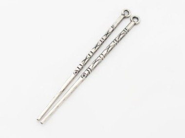 Karen Hill Tribe Silver Imprinted Skinny Long Spike Pendants 2x61mm.