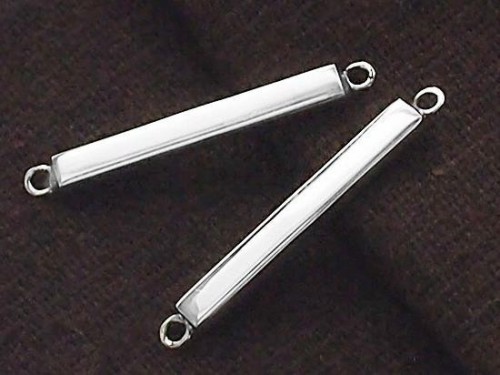 2 of 925 Sterling Silver Rectangle Bar Links, Connectors 2.5x20mm. Polish Finished