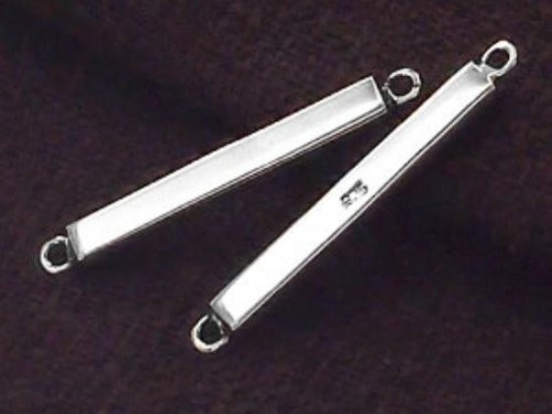 2 of 925 Sterling Silver Rectangle Bar Links, Connectors 2.5x20mm. Polish Finished