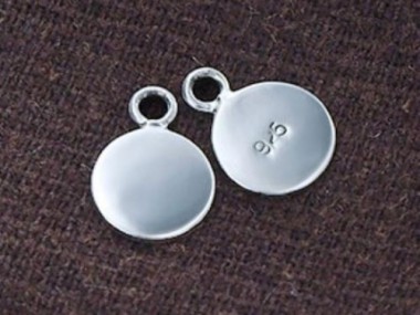 925 Sterling Silver Round Disc Tag Charms 8mm.