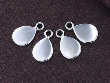 925 Sterling Silver Tear Drop Tag Charms 7.5x10mm.