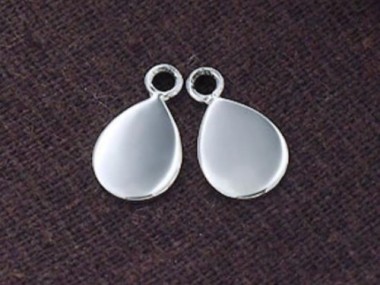 925 Sterling Silver Tear Drop Tag Charms 7.5x10mm.