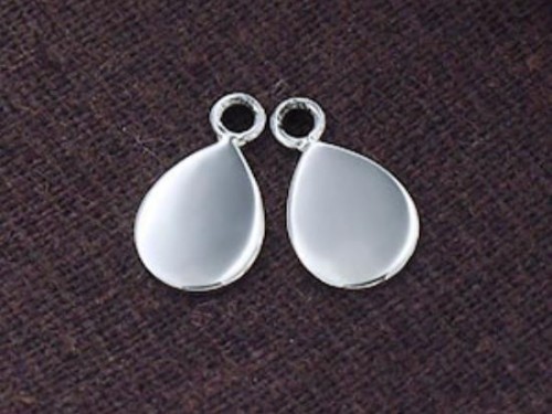 4 of 925 Sterling Silver Tear Drop Tag Charms 7.5x10mm.