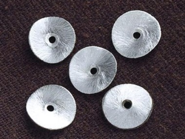 Karen Hill Tribe Silver Brushed Curve Disc Beads 10mm.