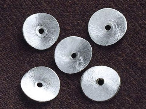 8 of Karen Hill Tribe Silver Brushed Curve Disc Beads 10mm.