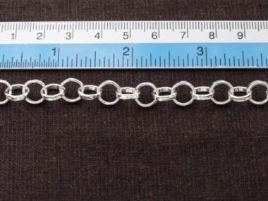 Karen Hill Tribe Silver Hammered Circle Opened Link Chain 8mm.