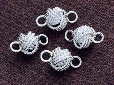 4 of 925 Sterling Silver Twist Wire Love Knot Links, Connectors 6x9mm.