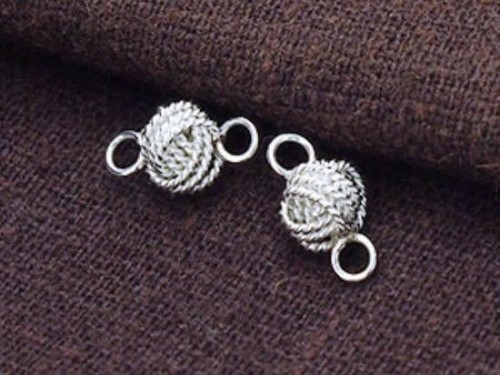 4 of 925 Sterling Silver Twist Wire Love Knot Links, Connectors 6x9mm.