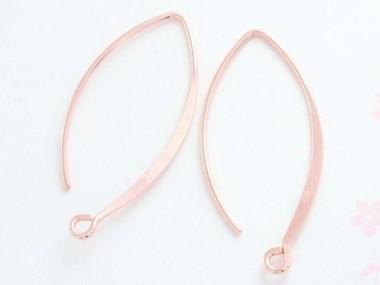 2 pairs of 925 Sterling Silver Rose Gold Vermeil Style Earwires 12x28 mm.