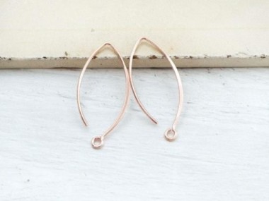 925 Sterling Silver Rose Gold Vermeil Style Earwires 12x28 mm.