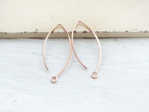 2 pairs of 925 Sterling Silver Rose Gold Vermeil Style Earwires 12x28 mm.