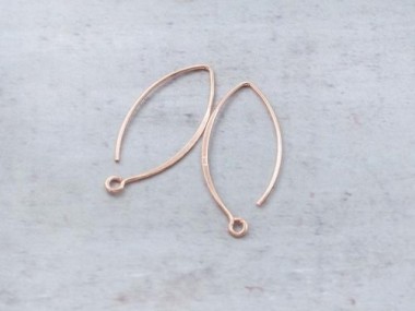 925 Sterling Silver Rose Gold Vermeil Style Earwires 12x28 mm.