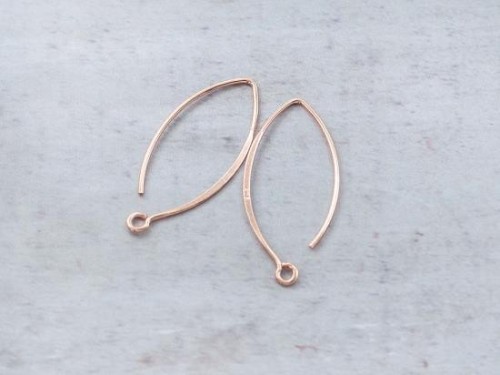 2 pairs of 925 Sterling Silver Rose Gold Vermeil Style Earwires 12x28 mm.