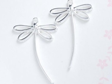 925 Sterling Silver Dragonfly Pendants 18x30mm.