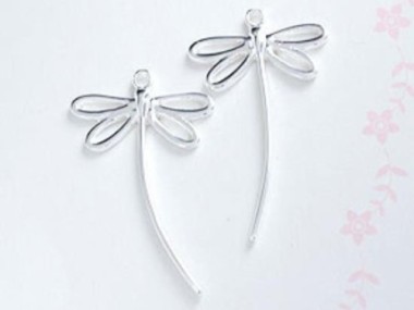 925 Sterling Silver Dragonfly Pendants 18x30mm.