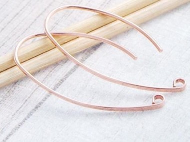 925 Sterling Silver Rose Gold Vermeil Style Earwires 15x33 mm.