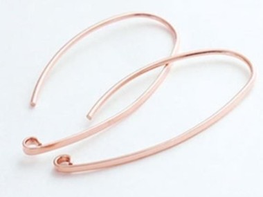 925 Sterling Silver Rose Gold Vermeil Style Earwires 15x33 mm.