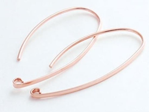 2 pairs of 925 Sterling Silver Rose Gold Vermeil Style Earwires 15x33 mm.