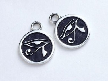 925 Sterling Silver Eye Of Horus Print Charms 9.8mm.