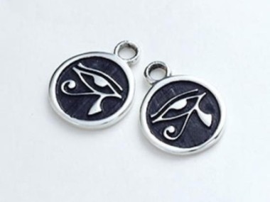 925 Sterling Silver Eye Of Horus Print Charms 9.8mm.