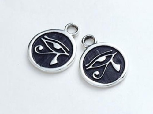 2 of 925 Sterling Silver Eye Of Horus Print Charms 9.8mm.