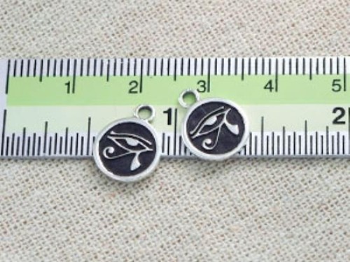 2 of 925 Sterling Silver Eye Of Horus Print Charms 9.8mm.