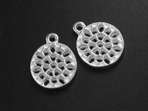 2 of 925 Sterling Silver Filigree Disc Charms 10 mm.Polish Finished