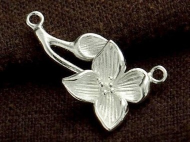 925 Sterling Silver Flower Branch Link, Connector 15x22mm.