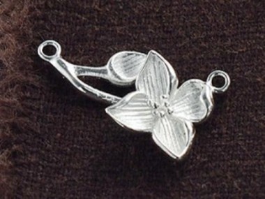 925 Sterling Silver Flower Branch Link, Connector 15x22mm.