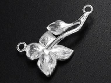 925 Sterling Silver Flower Branch Link, Connector 15x22mm.