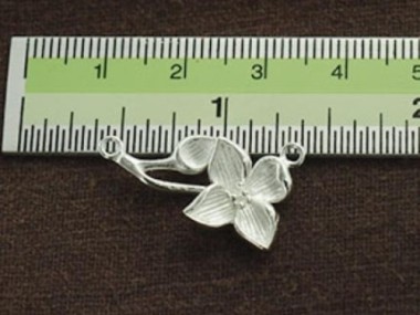 925 Sterling Silver Flower Branch Link, Connector 15x22mm.