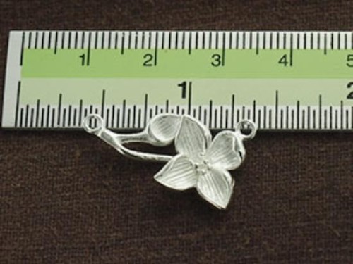 1 of 925 Sterling Silver Flower Branch Link, Connector 15x22mm.