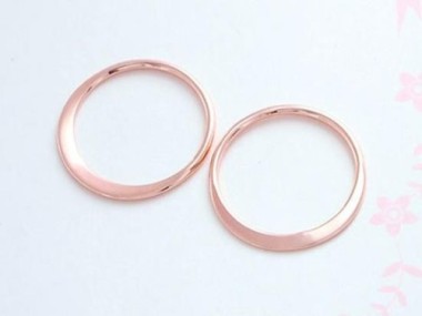 925 Sterling Silver Rose Gold Vermeil Style Circle Links, Connectors 15 mm.