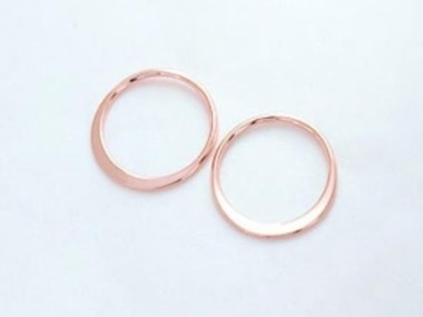 925 Sterling Silver Rose Gold Vermeil Style Circle Links, Connectors 15 mm.