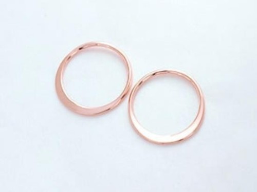 2 of 925 Sterling Silver Rose Gold Vermeil Style Circle Links, Connectors 15 mm. Polish Finished