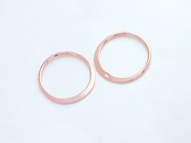 925 Sterling Silver Rose Gold Vermeil Style Circle Links, Connectors 15 mm.