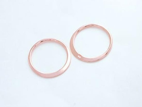 2 of 925 Sterling Silver Rose Gold Vermeil Style Circle Links, Connectors 15 mm. Polish Finished